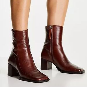 Never been worn ASOS leather square toe boots!